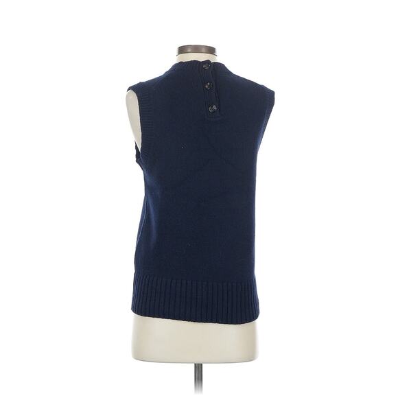 Knatchbull Recycled Cashmere Sleeveless Sweater Navy Blue Small - Picture 2 of 4